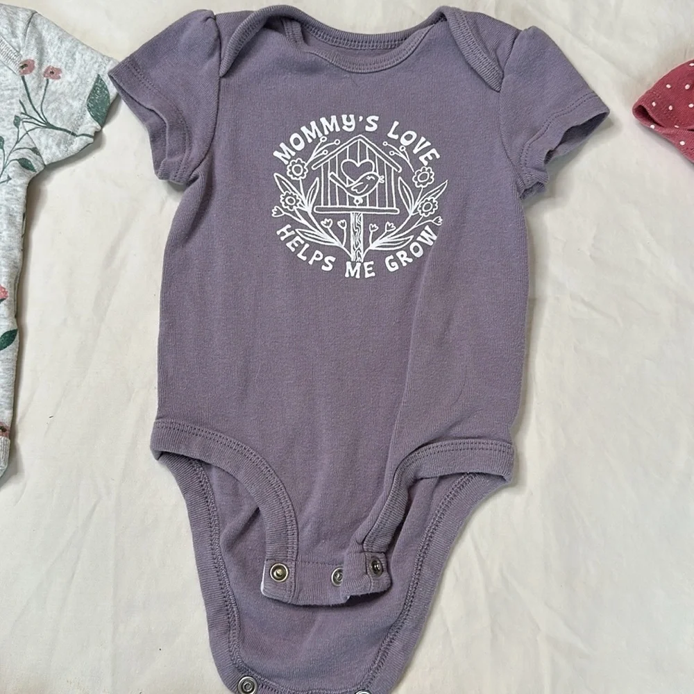 Carter’s bundle of 6 short sleeve baby girl onesies. They all have cute sayings.